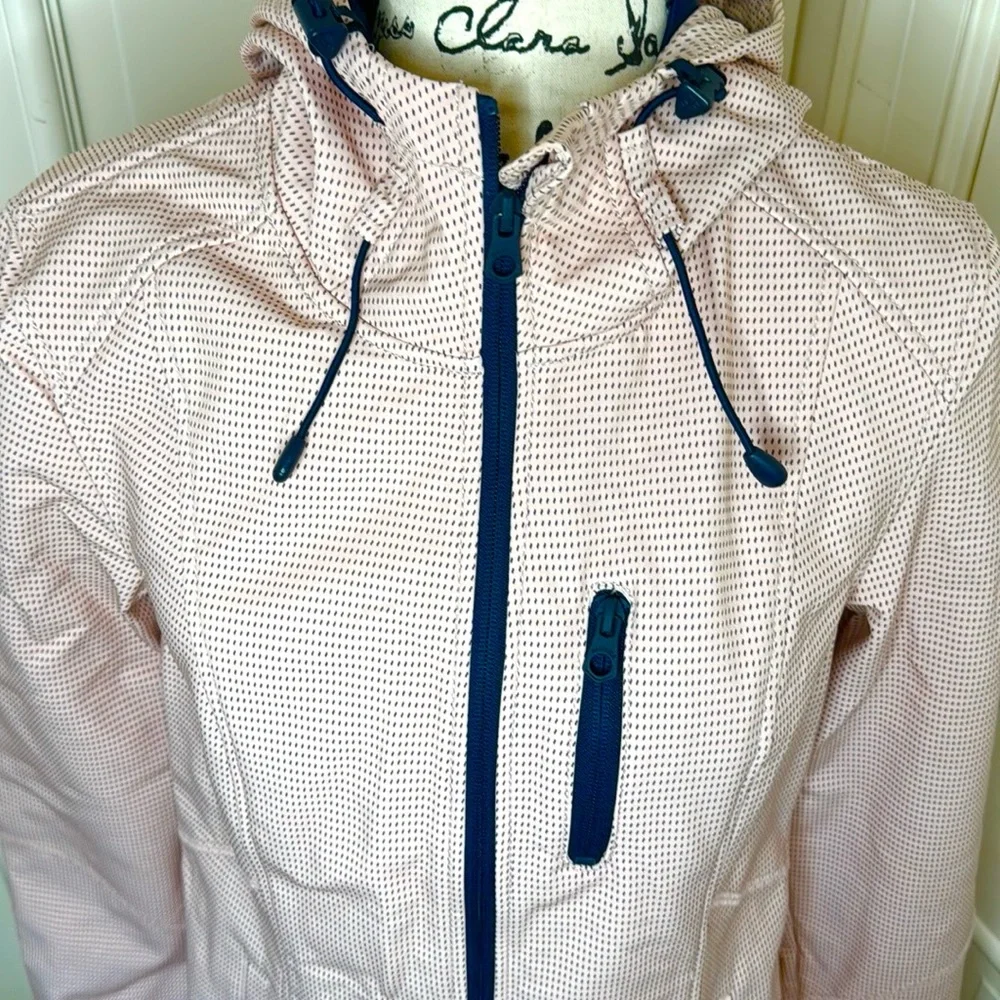 🌸 Nautica Softshell Rain Jacket – Pink w/ Black Polka Dots | Size S | Spring - Picture 7 of 12
